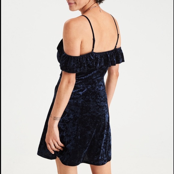 American Eagle Crushed Velvet Ruffle Mini Dress - Picture 5 of 9